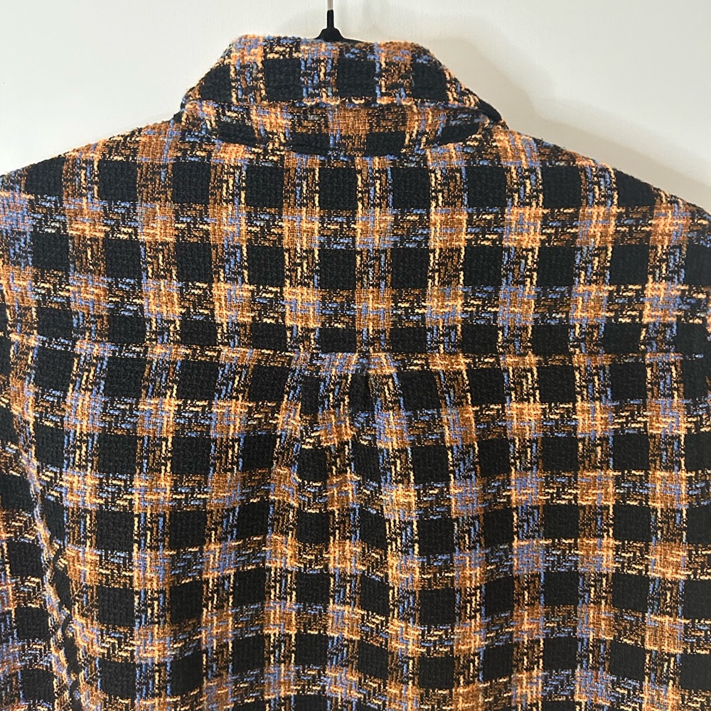 SCOTCH & SODA TWEED BOXY CHECKERED BUCLE BLACK AND ORANGE JACKET - Picture 10 of 11